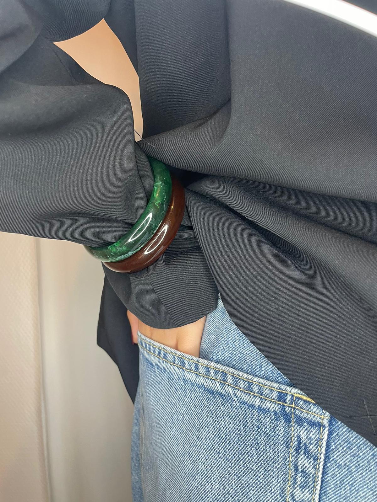 Bracelet Jonc Rond Résine Ambré