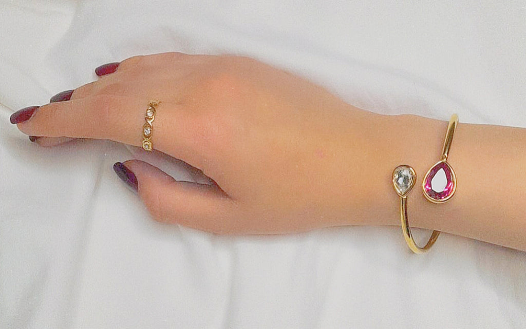 Bague Dorée Ajouré Ajustable Strass Cristal- Acier Inoxydable