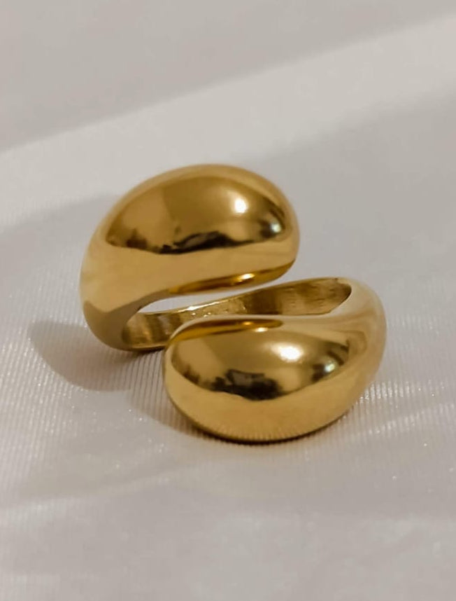 Bague Dorée Double Bombé Ajustable- Acier Inoxydable