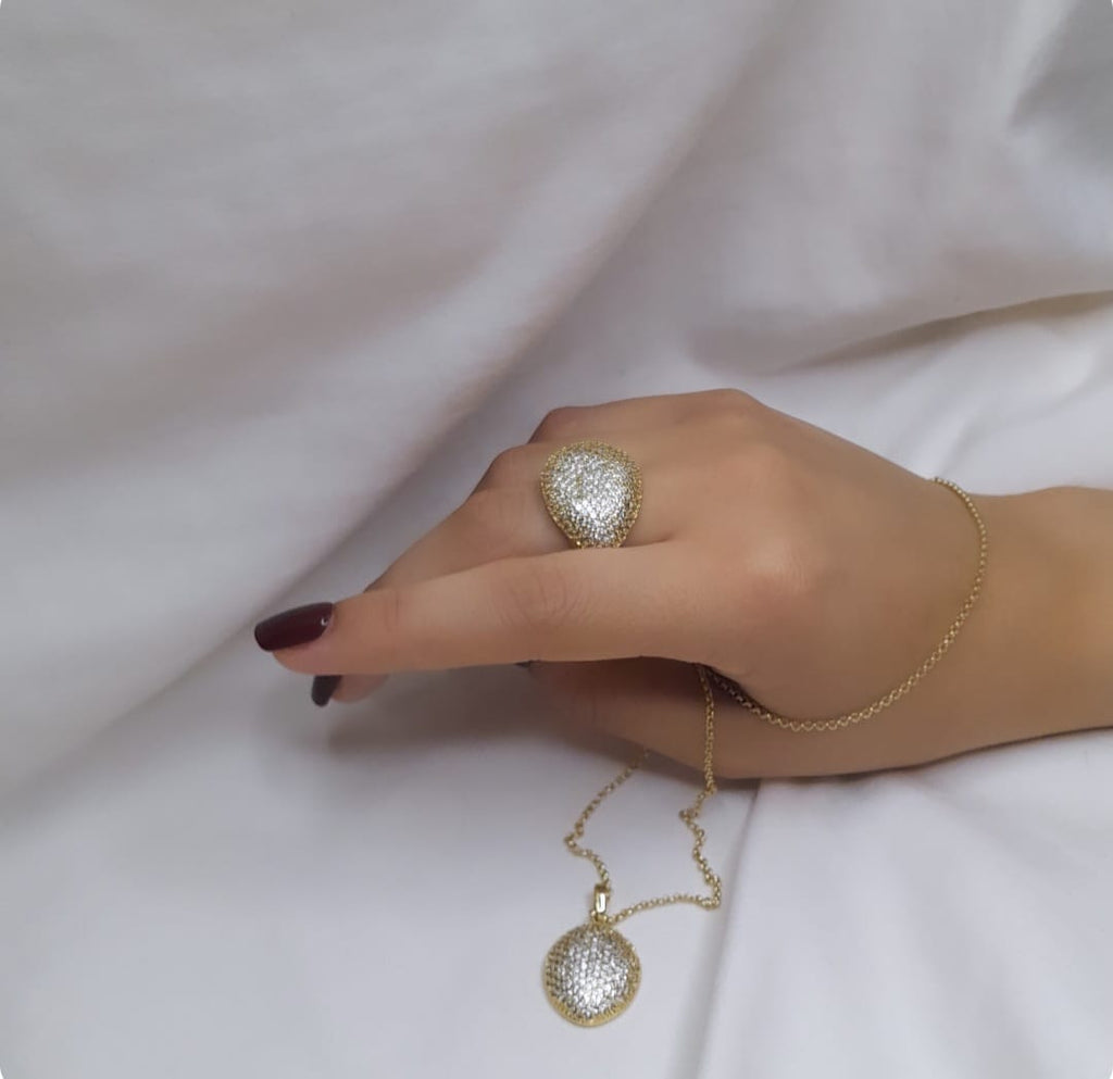 Parure Élégante Dorée Strass