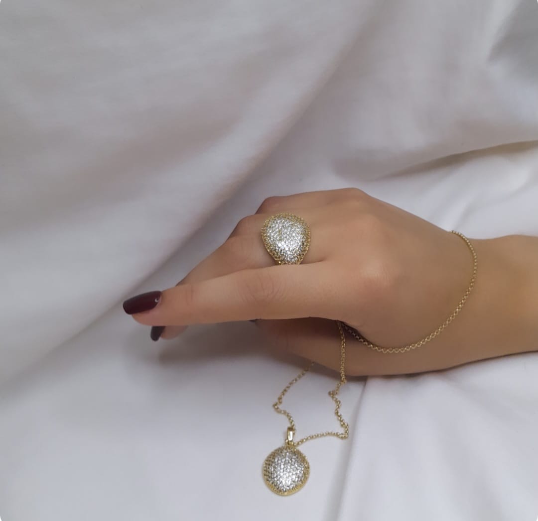 Parure Élégante Dorée Strass