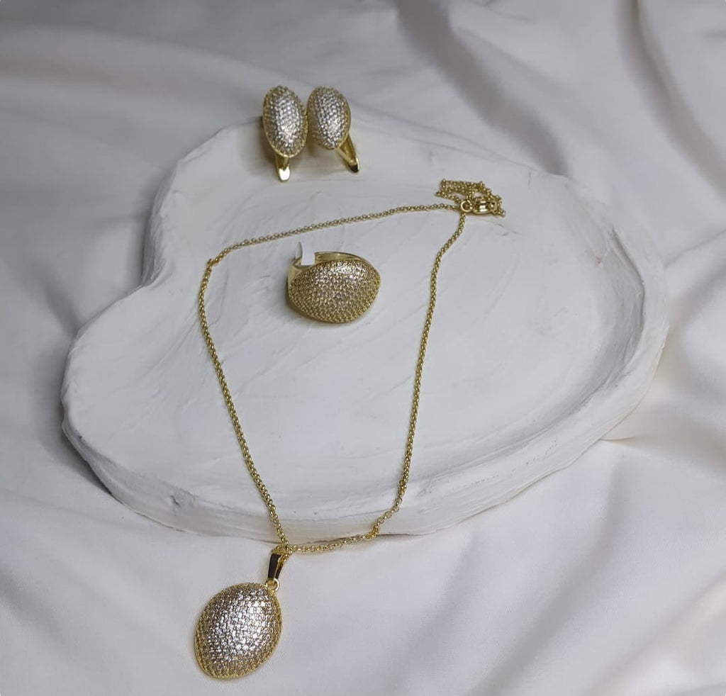 Parure Élégante Dorée Strass