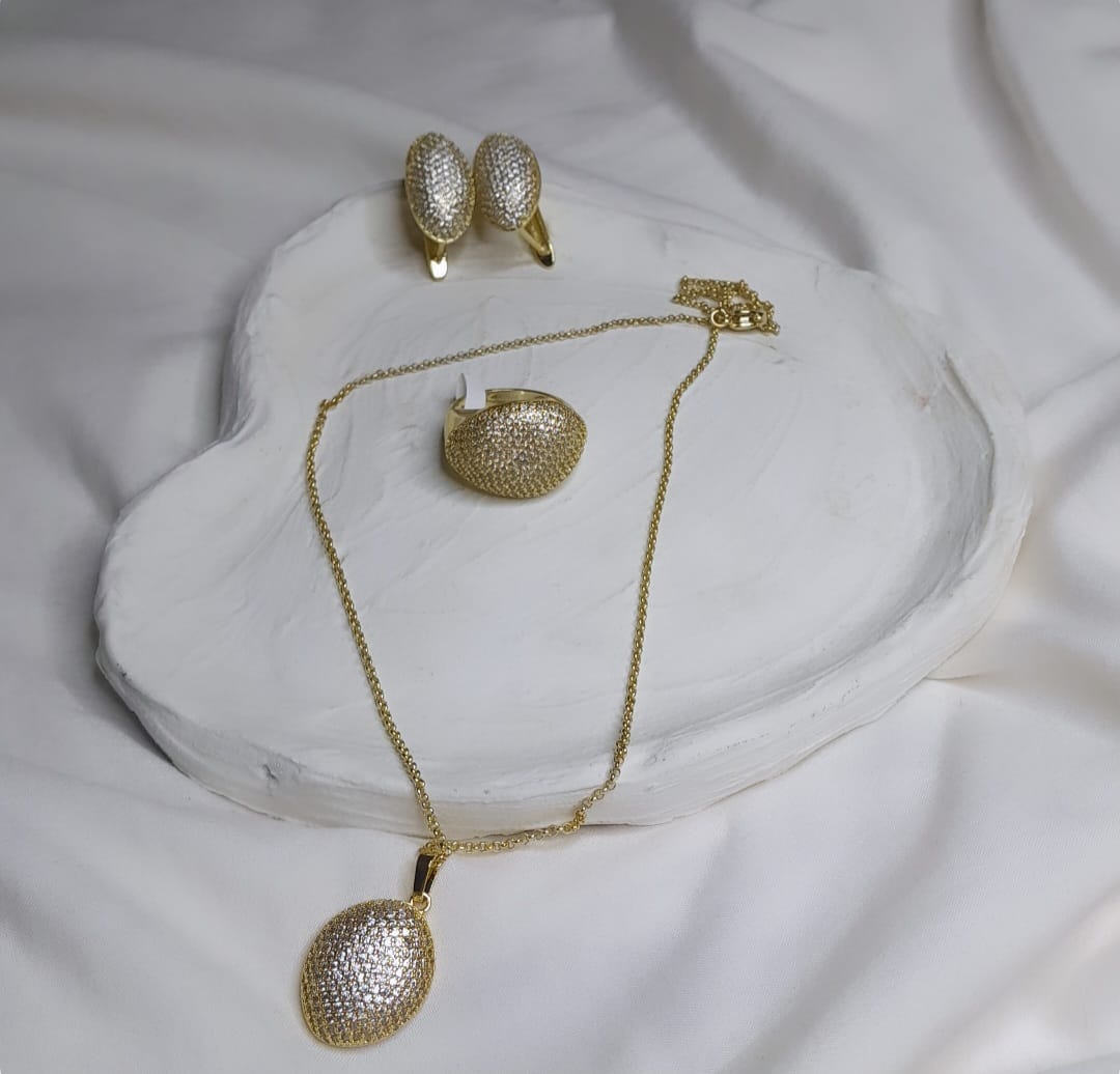 Parure Élégante Dorée Strass