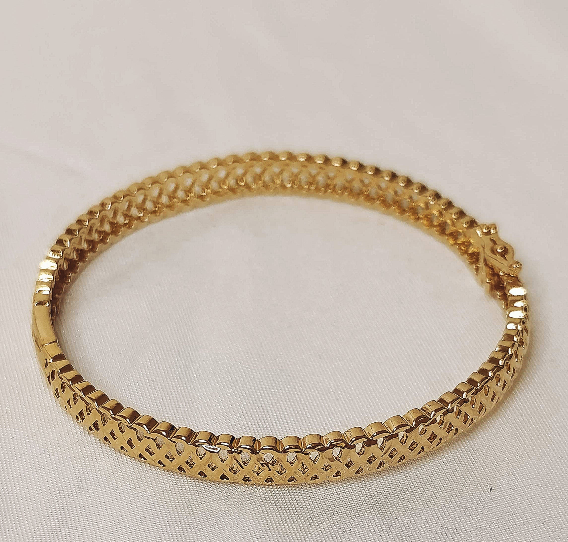 Bracelet Jonc Doré Ajouré Chevrons