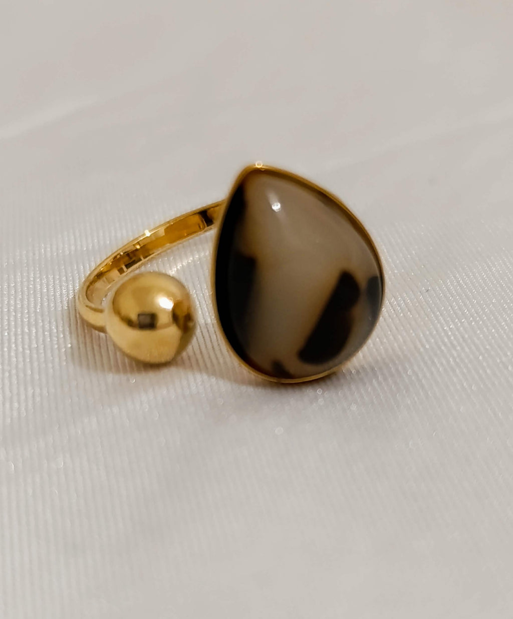 Bague Dorée Motif Léopard Ajustable- Acier inoxydable