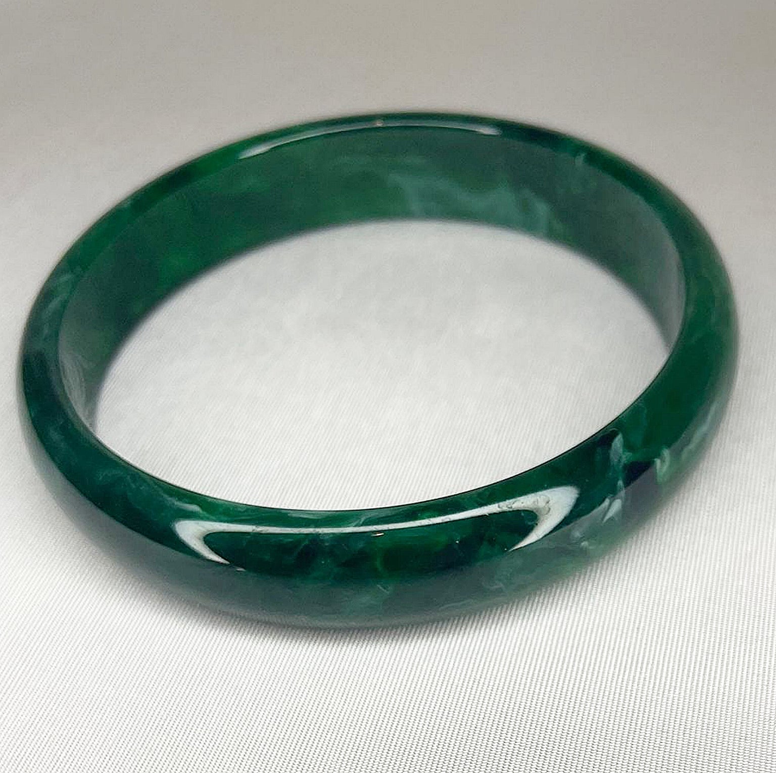 Bracelet Jonc Résine Vert Émeraude Marbré